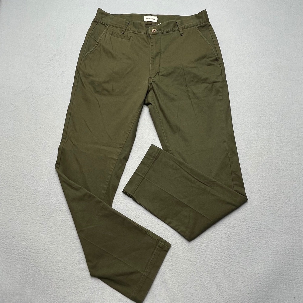 Taylor Stitch Slim Fit Chino Pants Mens 33 Olive‎ Green Organic Cotton Spandex